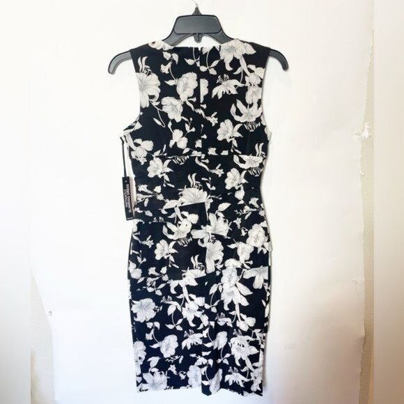 White House Black Market Instantly Slimming Black Floral Tank Dress Size 4P NWT - Picture 8 of 9